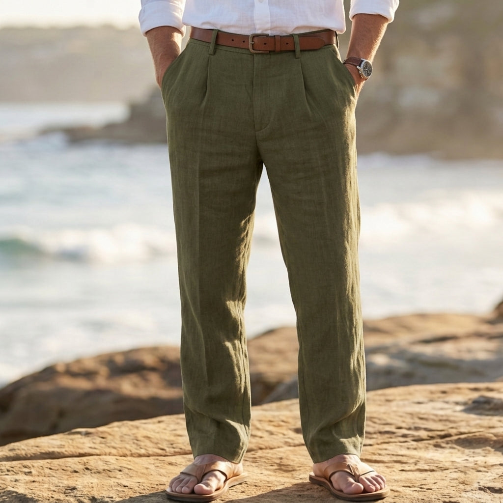 Girona Pleated Linen Trousers