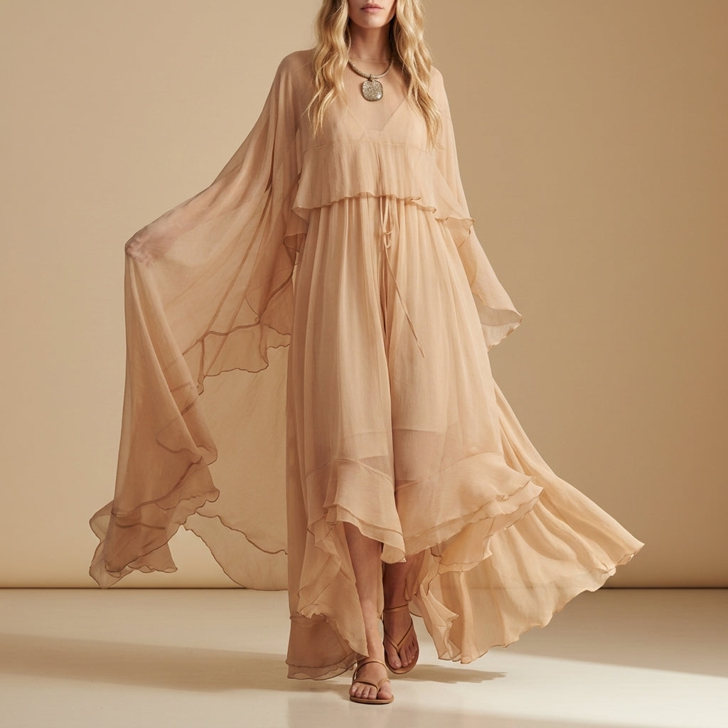 Alassio Chiffon Cape Maxi Dress