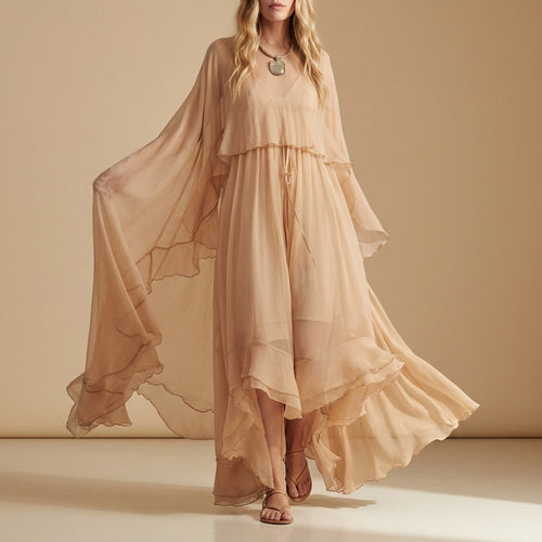 Alassio Chiffon Cape Maxi Dress