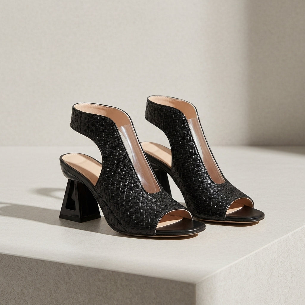Astypalaia Woven Open-Toe Heels