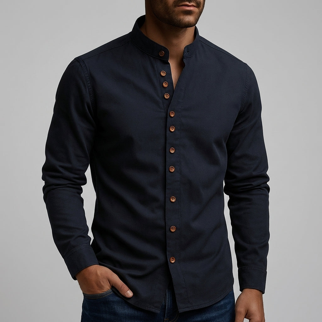 Segovia Band Collar Linen Shirt