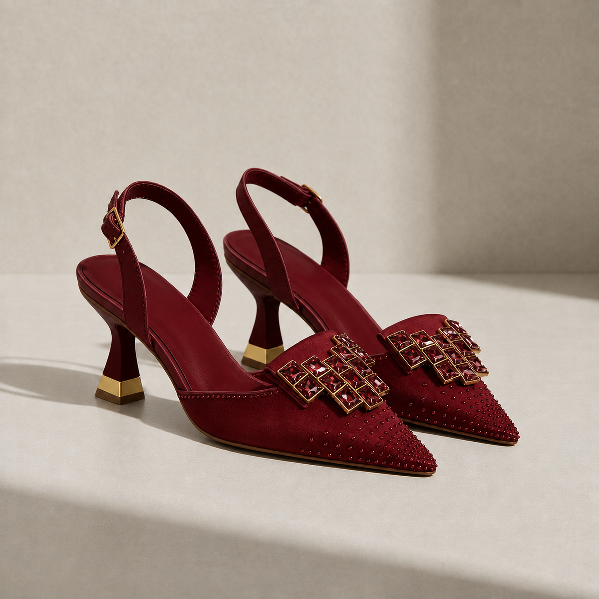 Ston Crystal Gem Slingback Heels