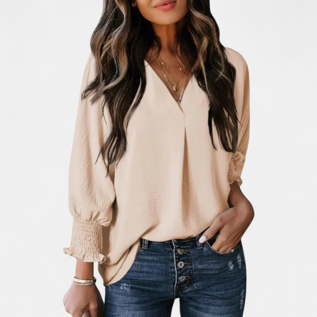 LEILA | Women's V-Neck Blouse Business Casual Top
