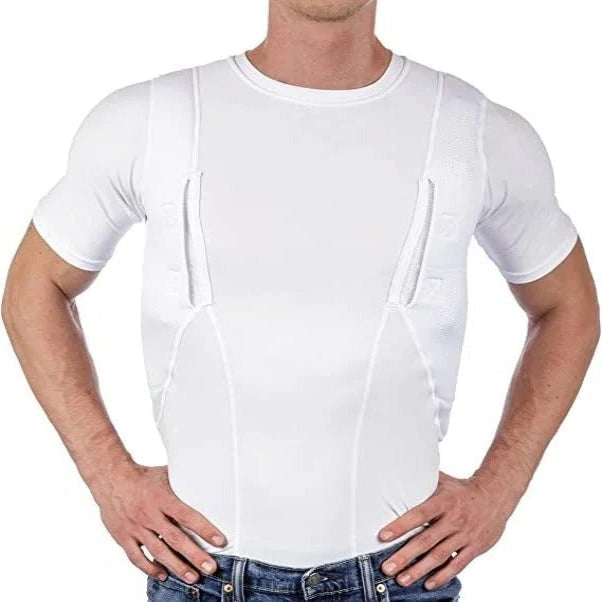 Compression Shirt with Dual Concealed Pockets and Moisture-Wicking Fabric