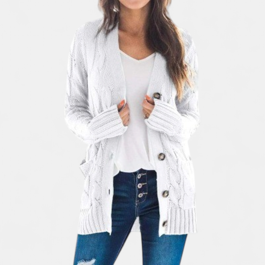 ANIKA | Women's Oversized Cable Knit Button Cardigan Sweater