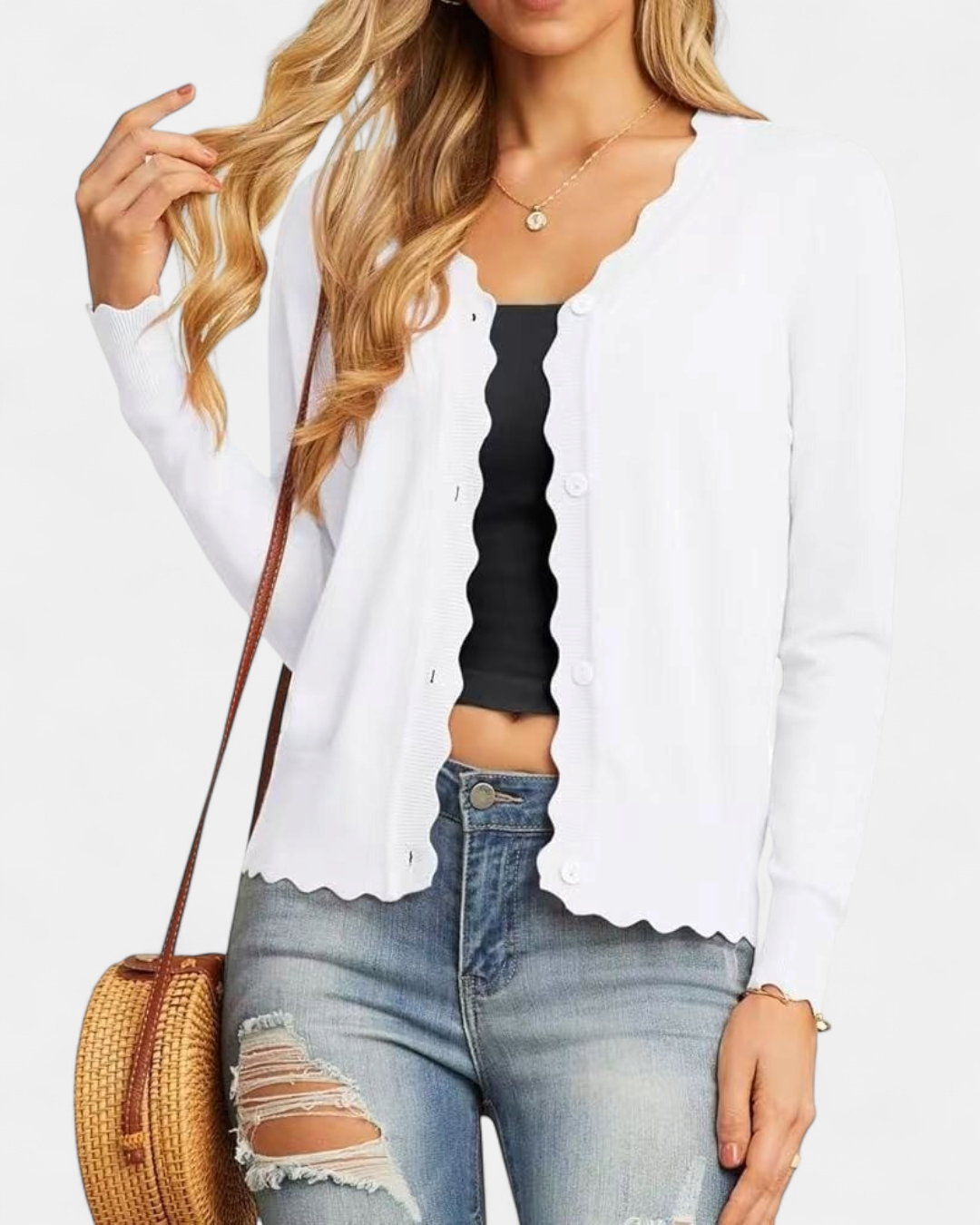 AVRIL | Women's Cropped Knit Button Up Cardigan