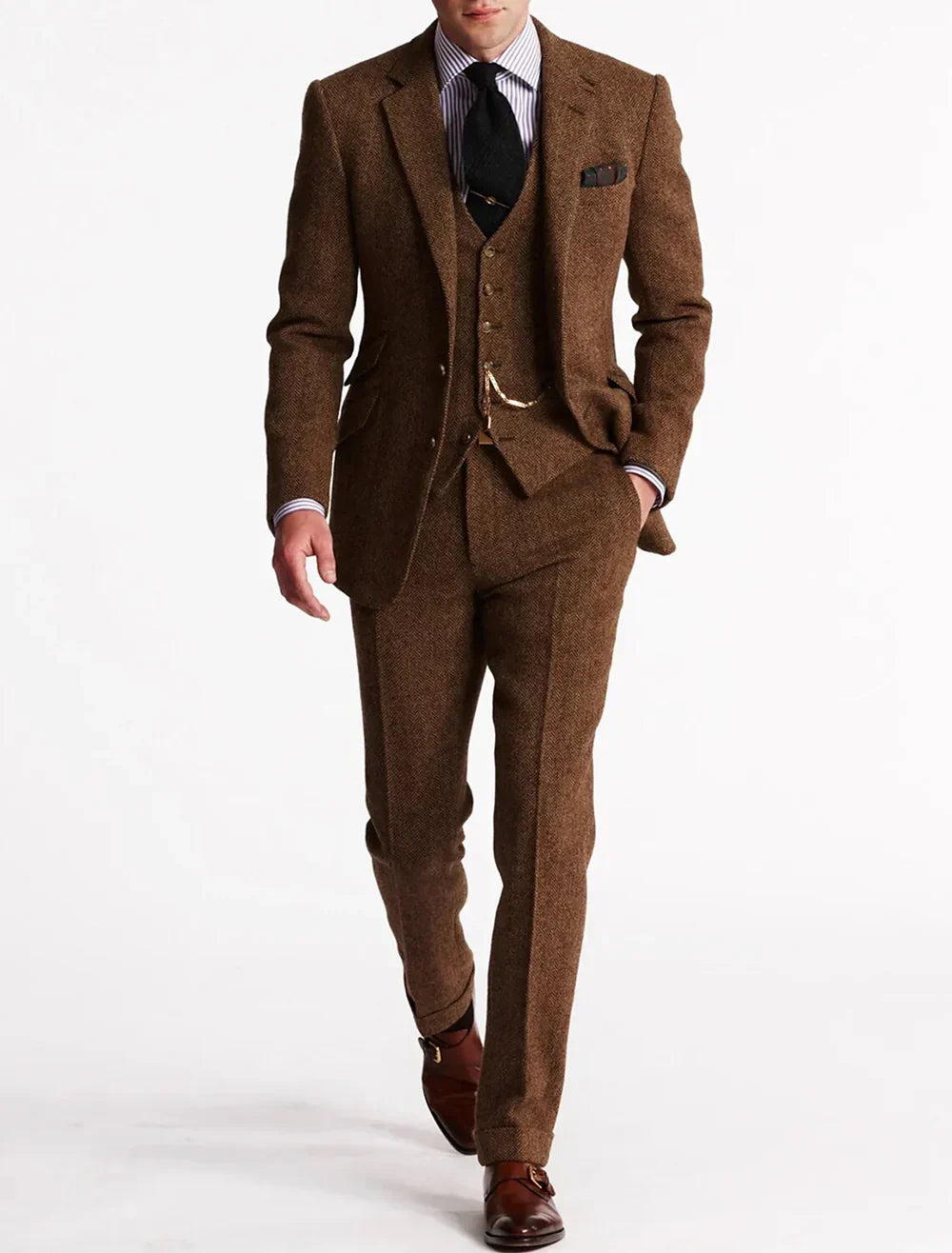 Tweed Tuxedo Suit with Jacket and Flat Front Trousers