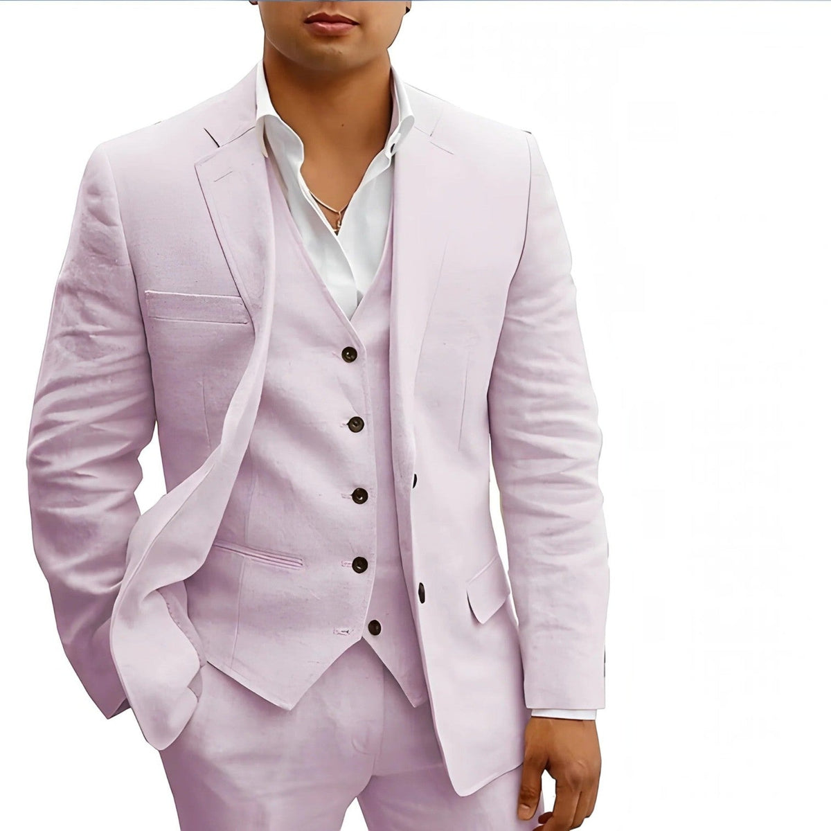 Lightweight Three-Piece Suit with Jacket, Waistcoat and Trousers for Summer Events