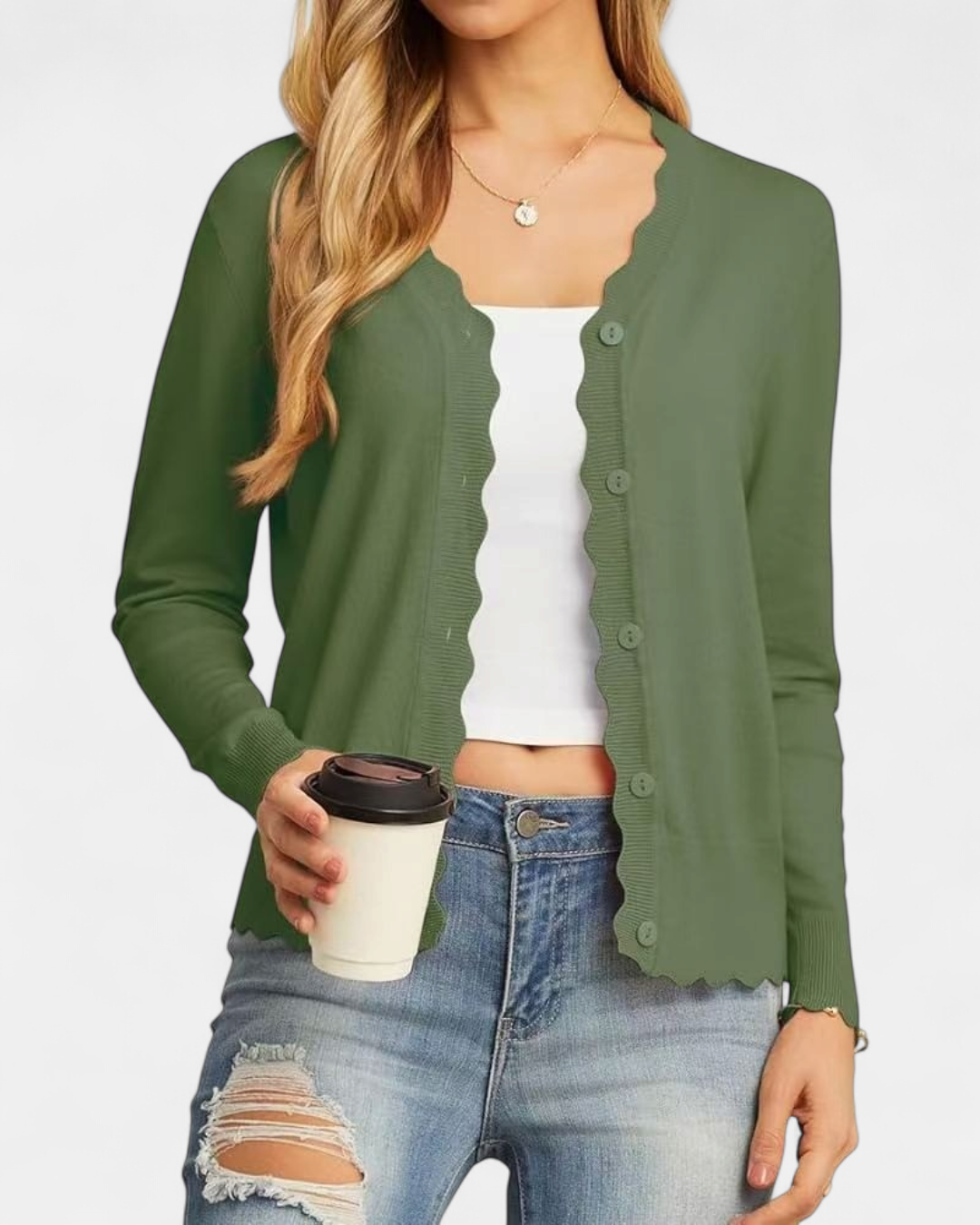 AVRIL | Women's Cropped Knit Button Up Cardigan
