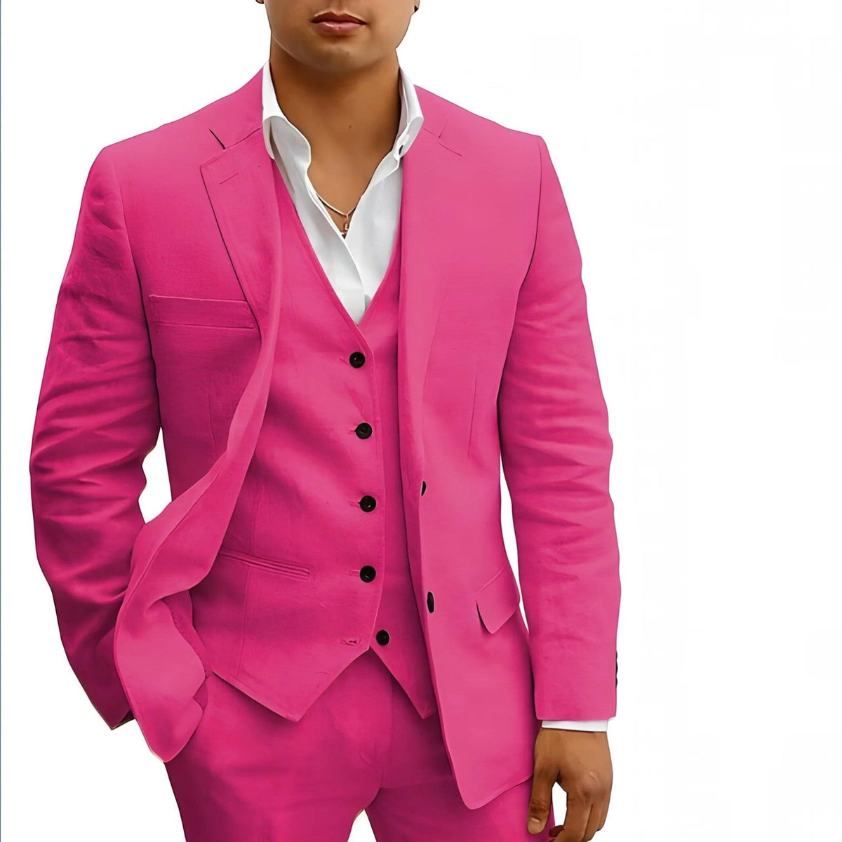 Lightweight Three-Piece Suit with Jacket, Waistcoat and Trousers for Summer Events