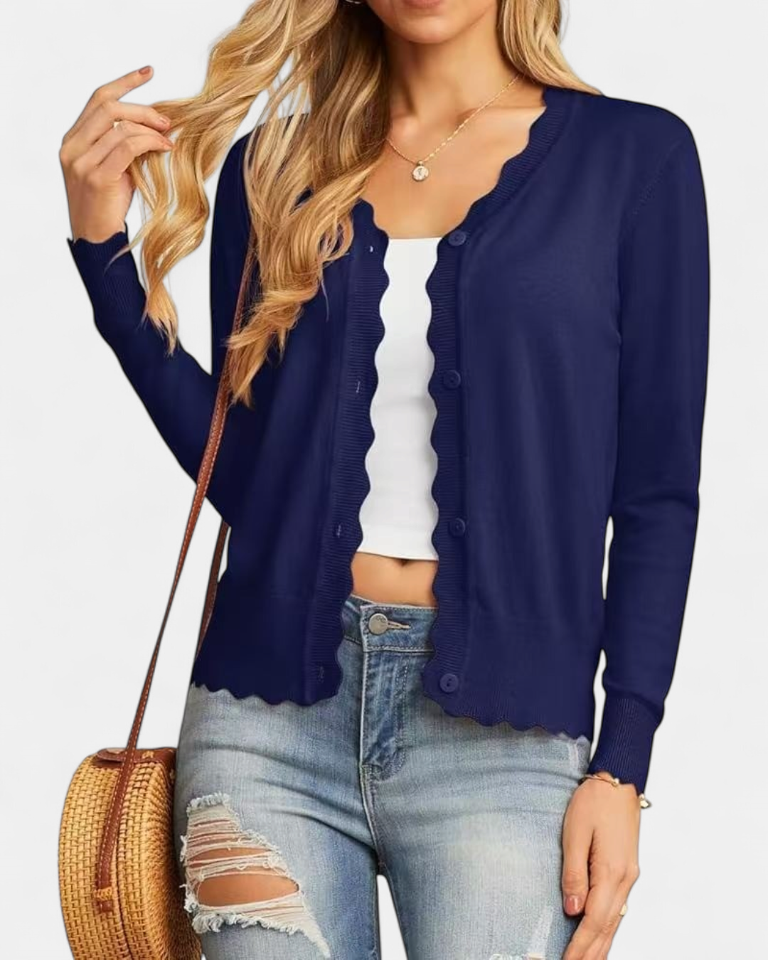 AVRIL | Women's Cropped Knit Button Up Cardigan