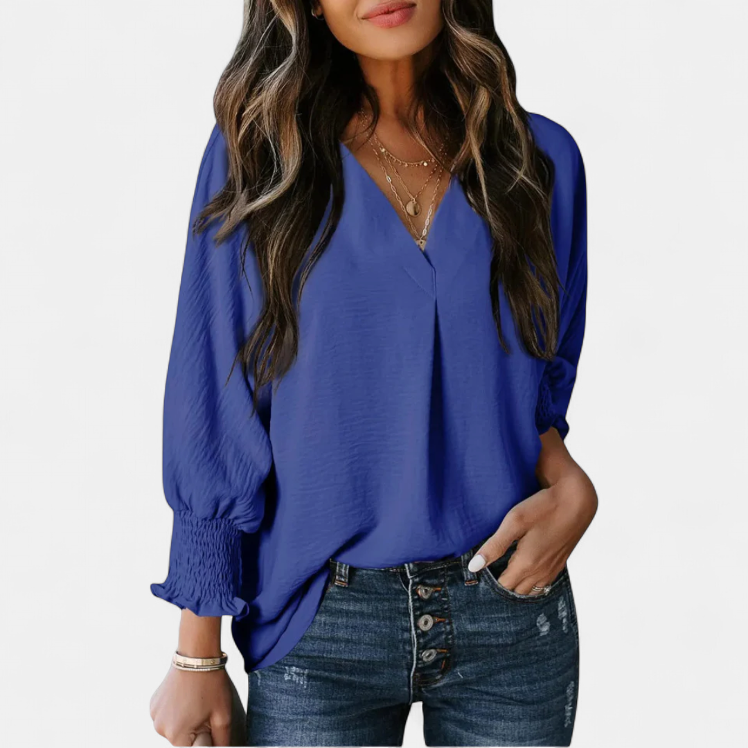 LEILA | Women's V-Neck Blouse Business Casual Top