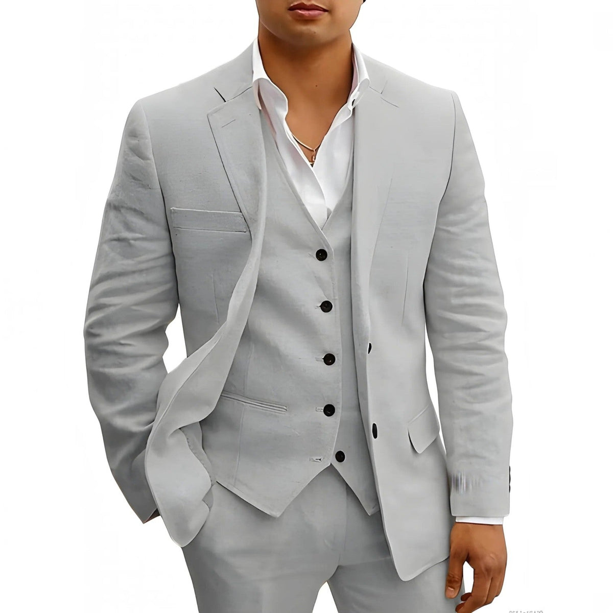 Lightweight Three-Piece Suit with Jacket, Waistcoat and Trousers for Summer Events