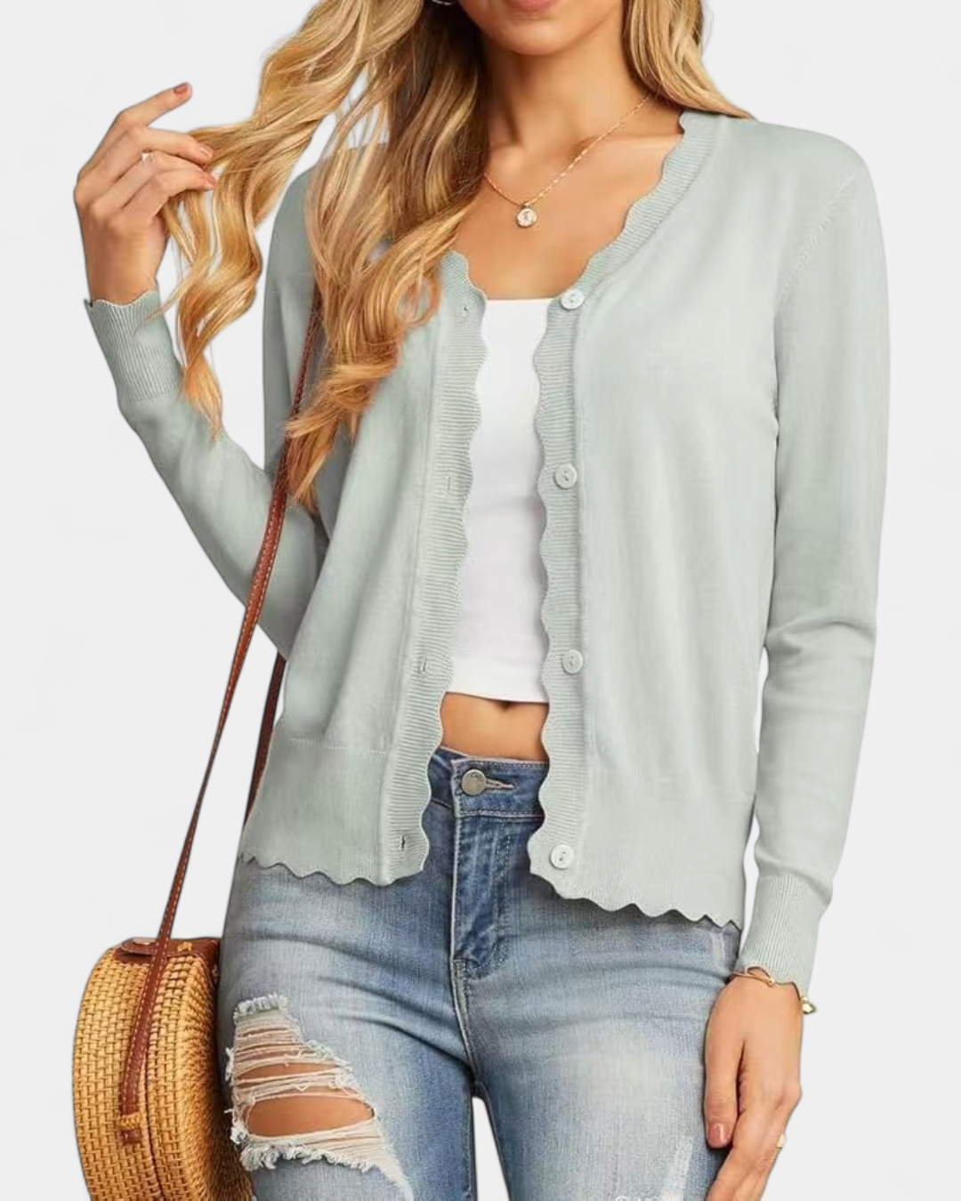 AVRIL | Women's Cropped Knit Button Up Cardigan