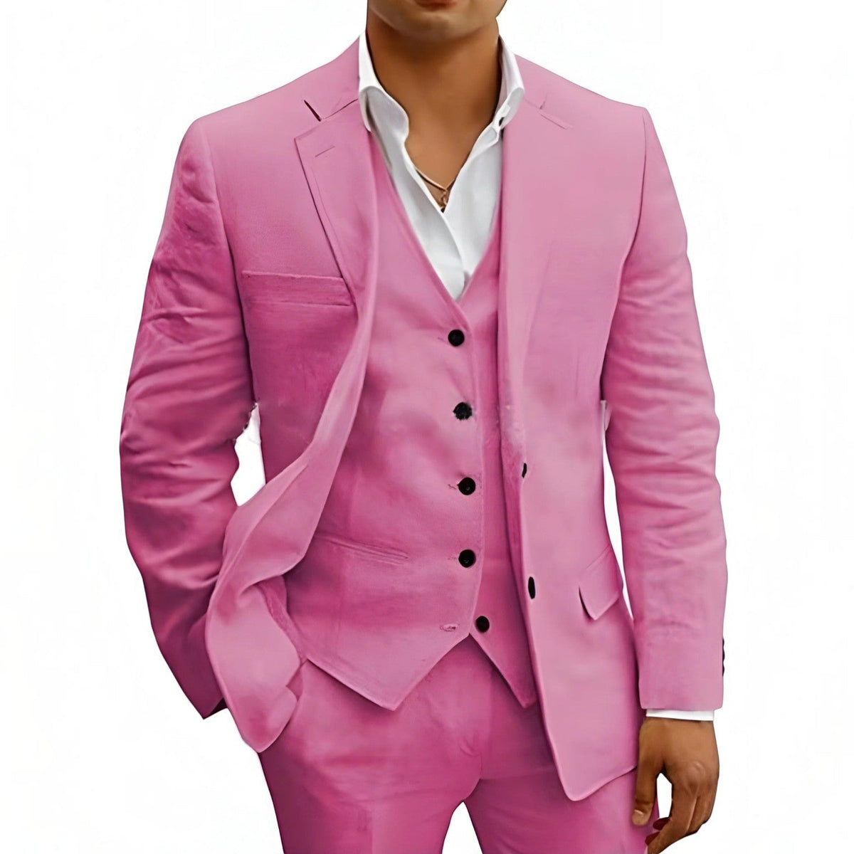 Lightweight Three-Piece Suit with Jacket, Waistcoat and Trousers for Summer Events