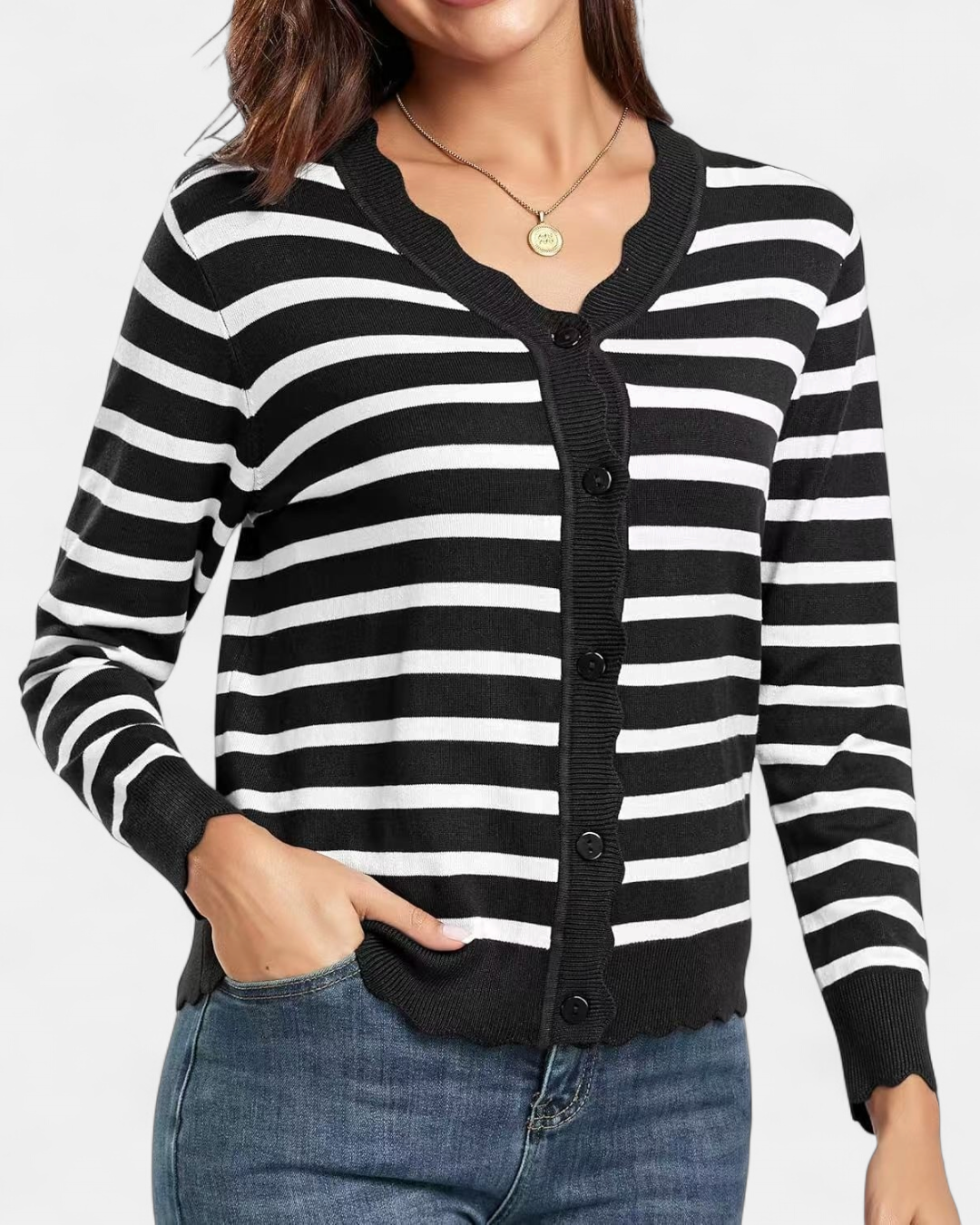AVRIL | Women's Cropped Knit Button Up Cardigan