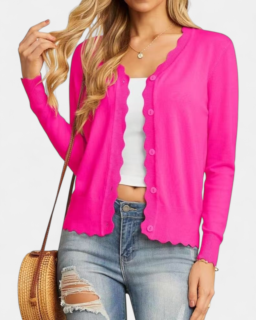 AVRIL | Women's Cropped Knit Button Up Cardigan