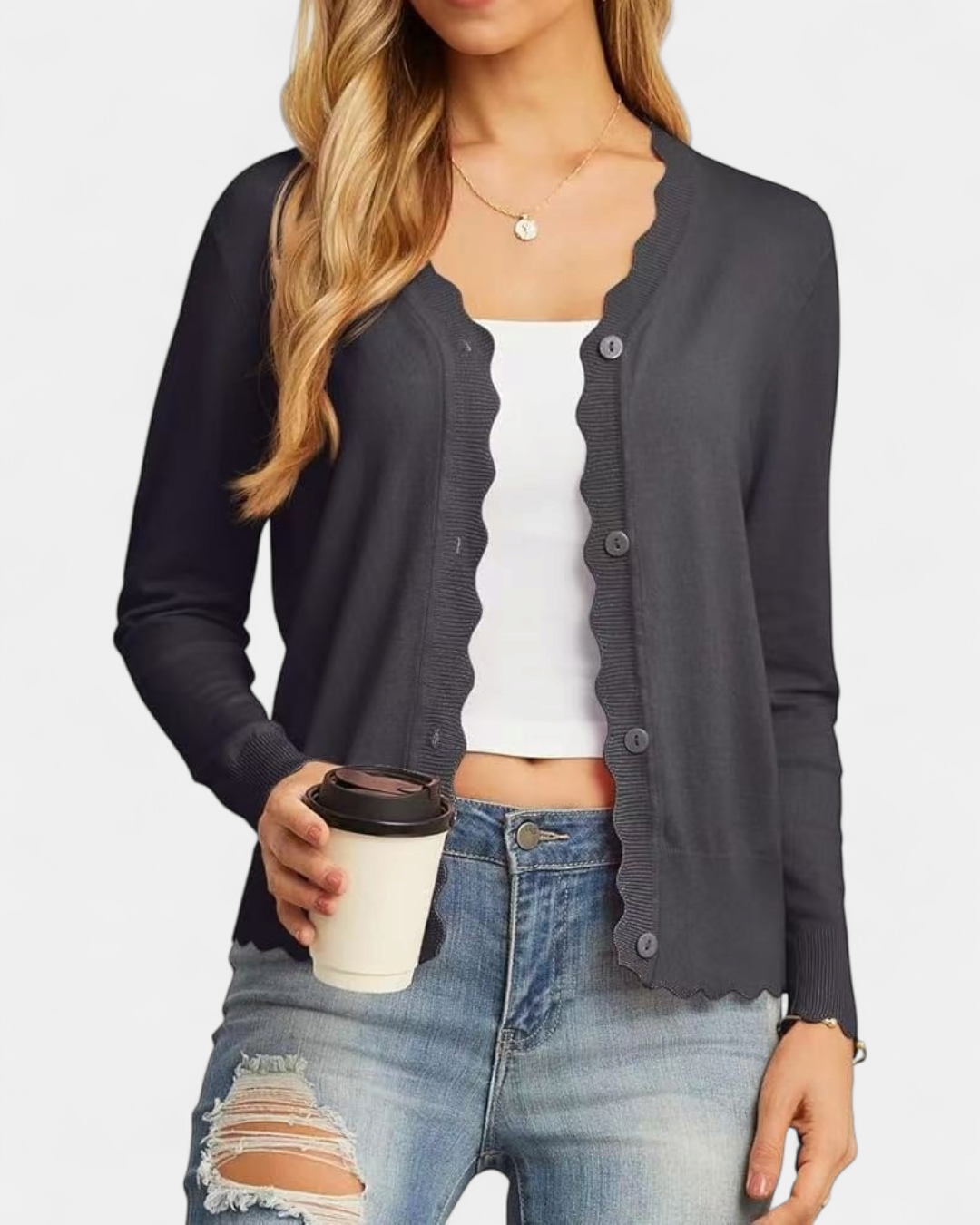 AVRIL | Women's Cropped Knit Button Up Cardigan