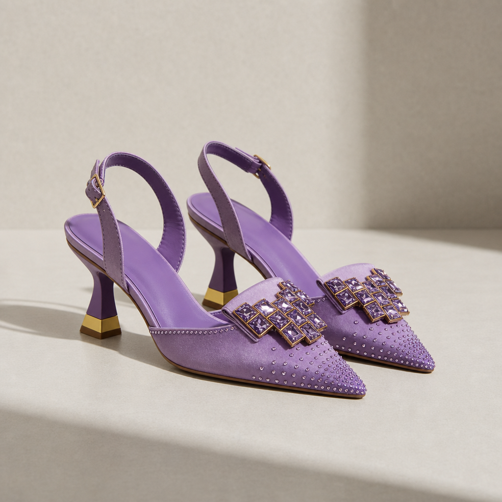 Ston Crystal Gem Slingback Heels