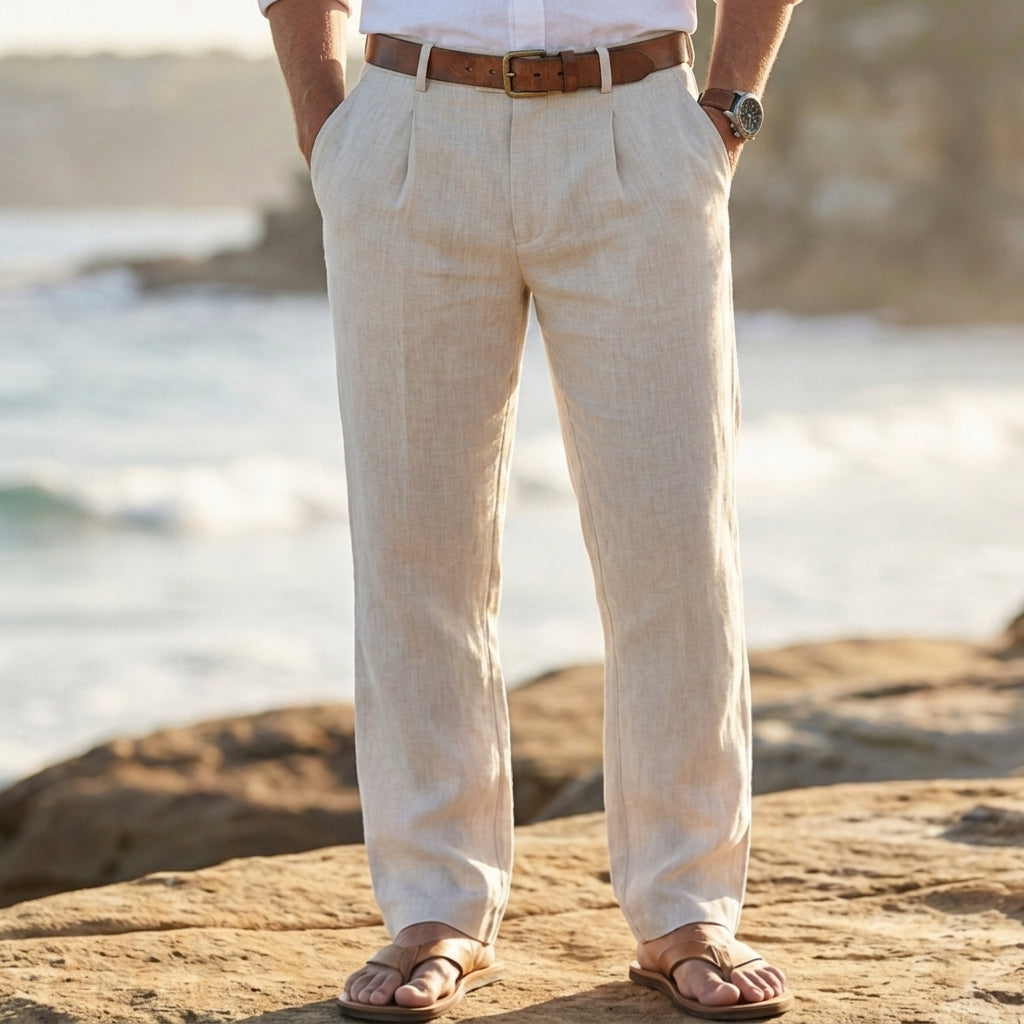 Girona Pleated Linen Trousers