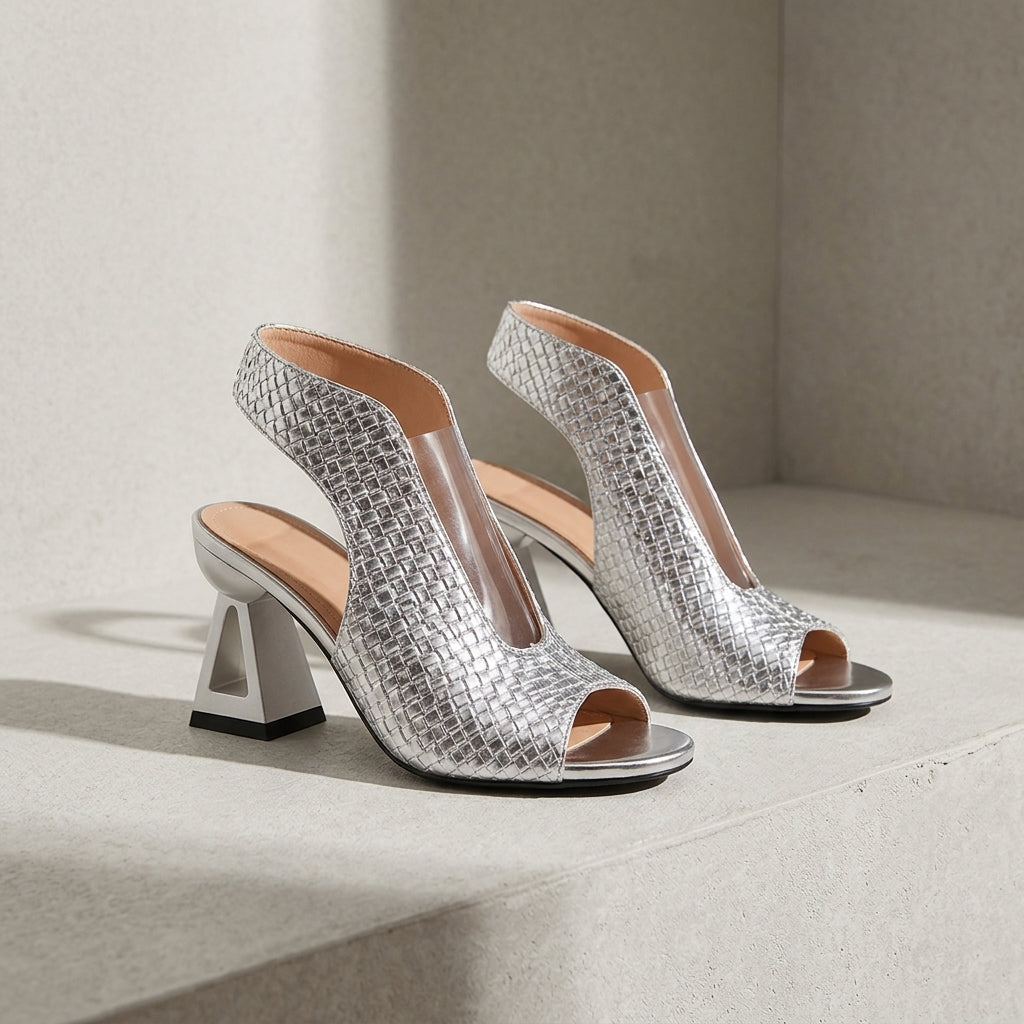 Astypalaia Woven Open-Toe Heels