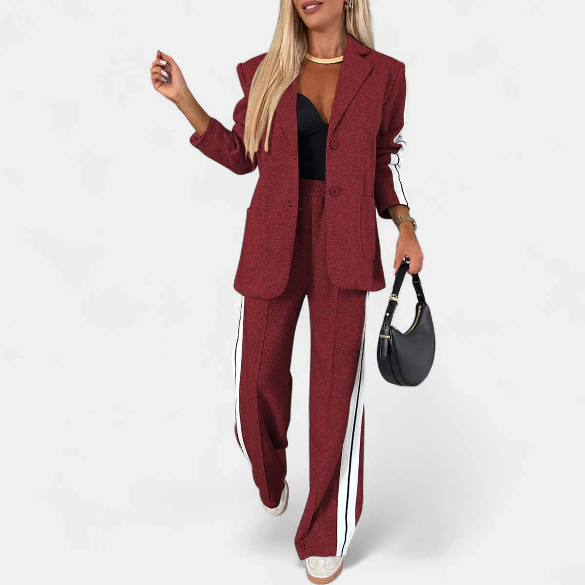 MAELYN | Women's Wide Leg Striped Blazer Set