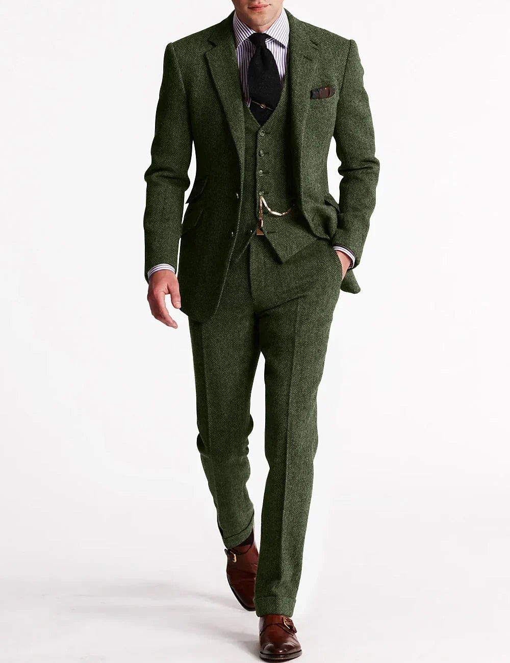 Tweed Tuxedo Suit with Jacket and Flat Front Trousers