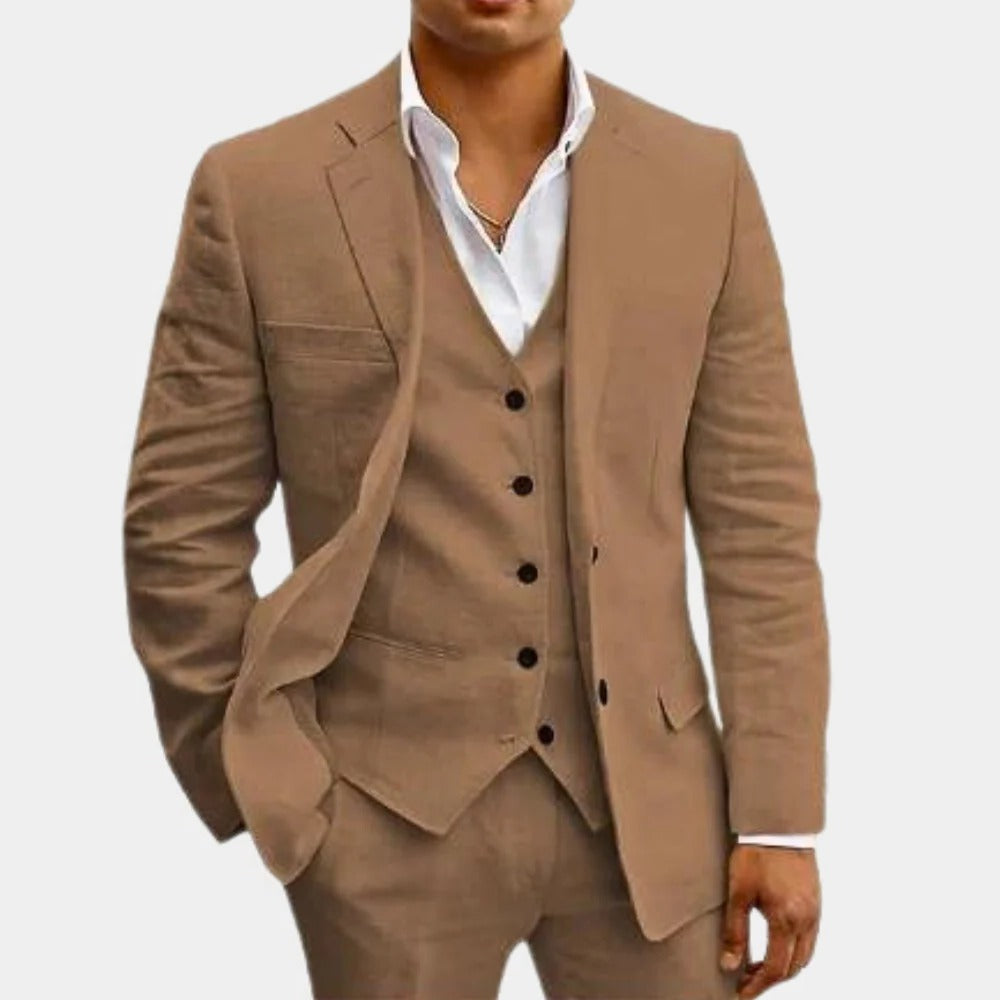 Lightweight Three-Piece Suit with Jacket, Waistcoat and Trousers for Summer Events