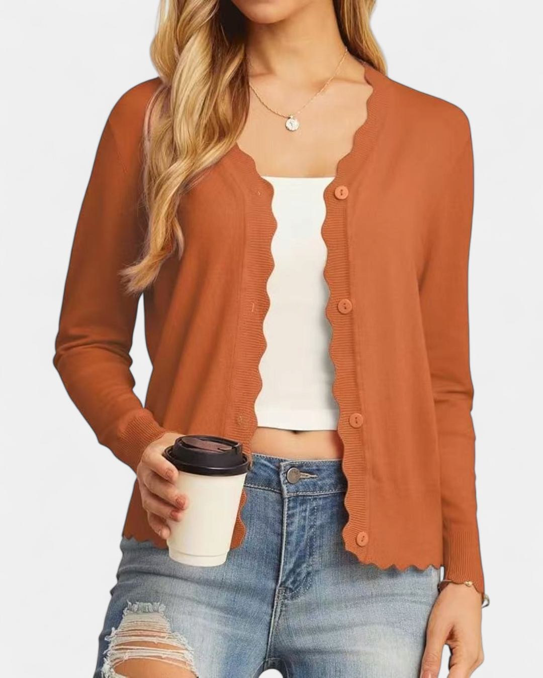 AVRIL | Women's Cropped Knit Button Up Cardigan