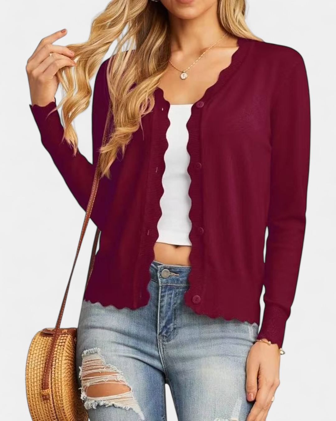 AVRIL | Women's Cropped Knit Button Up Cardigan