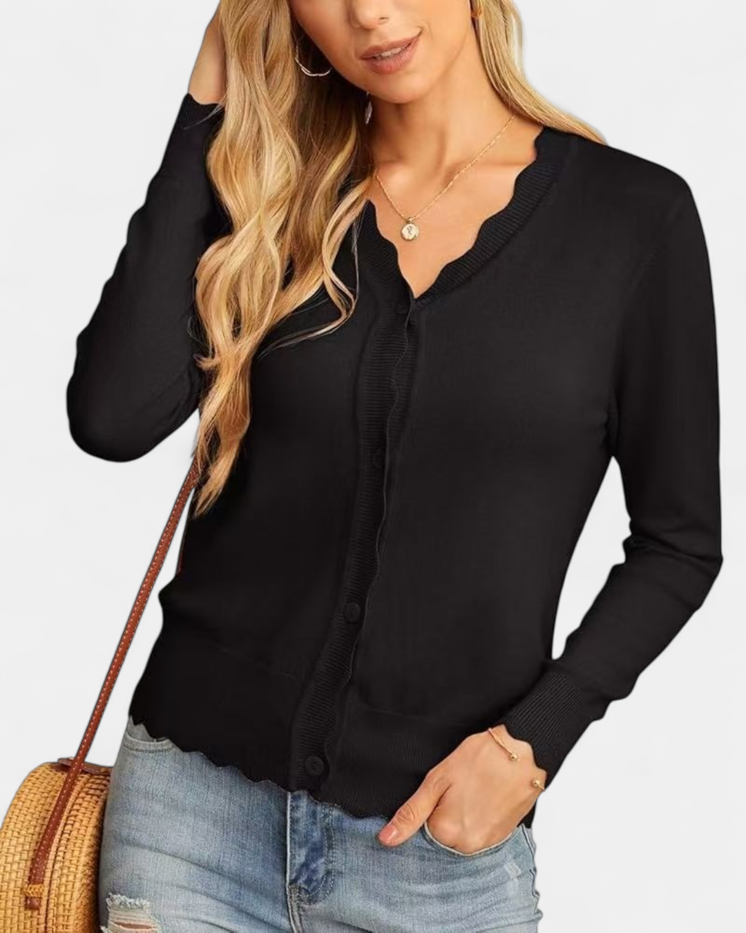 AVRIL | Women's Cropped Knit Button Up Cardigan