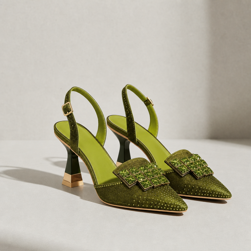 Ston Crystal Gem Slingback Heels