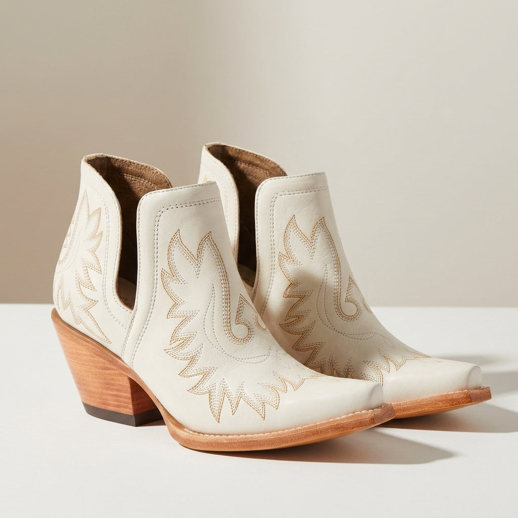 Lesvos Embroidered Western Ankle Boots