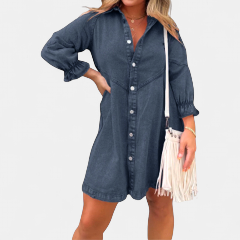 CORY | Collared Puff Sleeve Mini Dress for Women | Casual Summer Dress