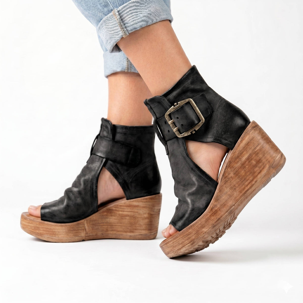 Leather Comfort Sandals, Wedge Sandals for Everyday Wear and Casual Style