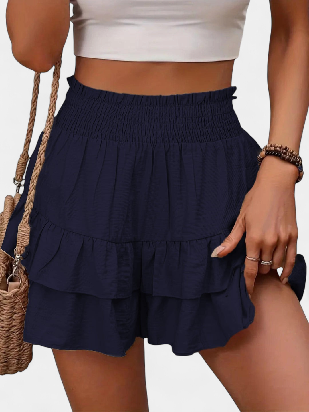 JAMET | Women's Casual Ruffle Tiered Boho Skort