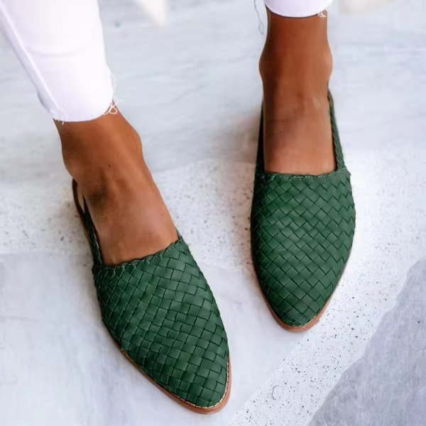 Pointed Toe Mule Sandals for Women with Adjustable Buckle Strap and Breathable Lining