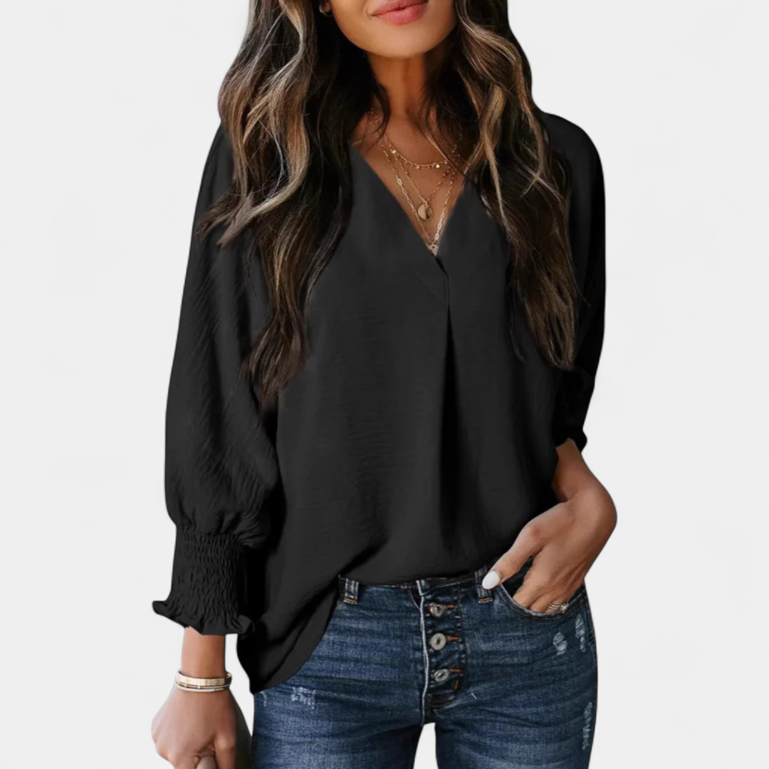 LEILA | Women's V-Neck Blouse Business Casual Top