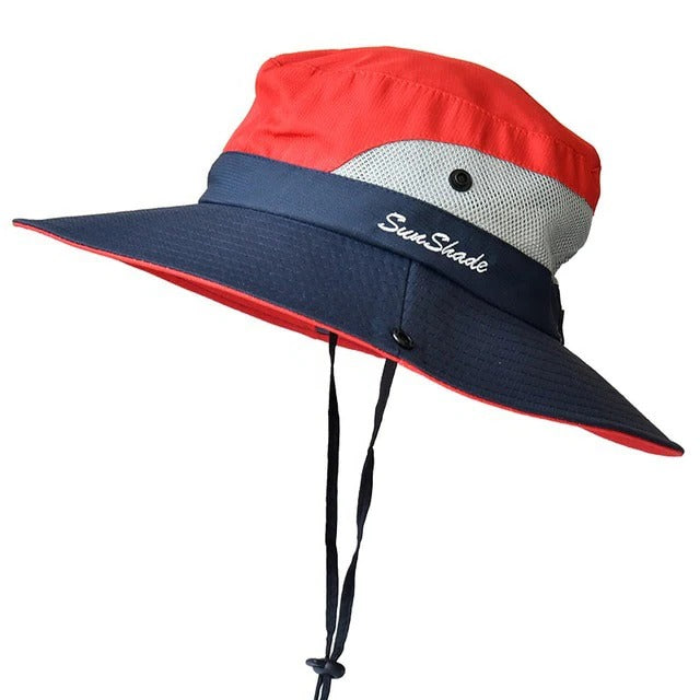 Wide Brim Sun Hat with UV Protection and Breathable Mesh, Foldable for Travel