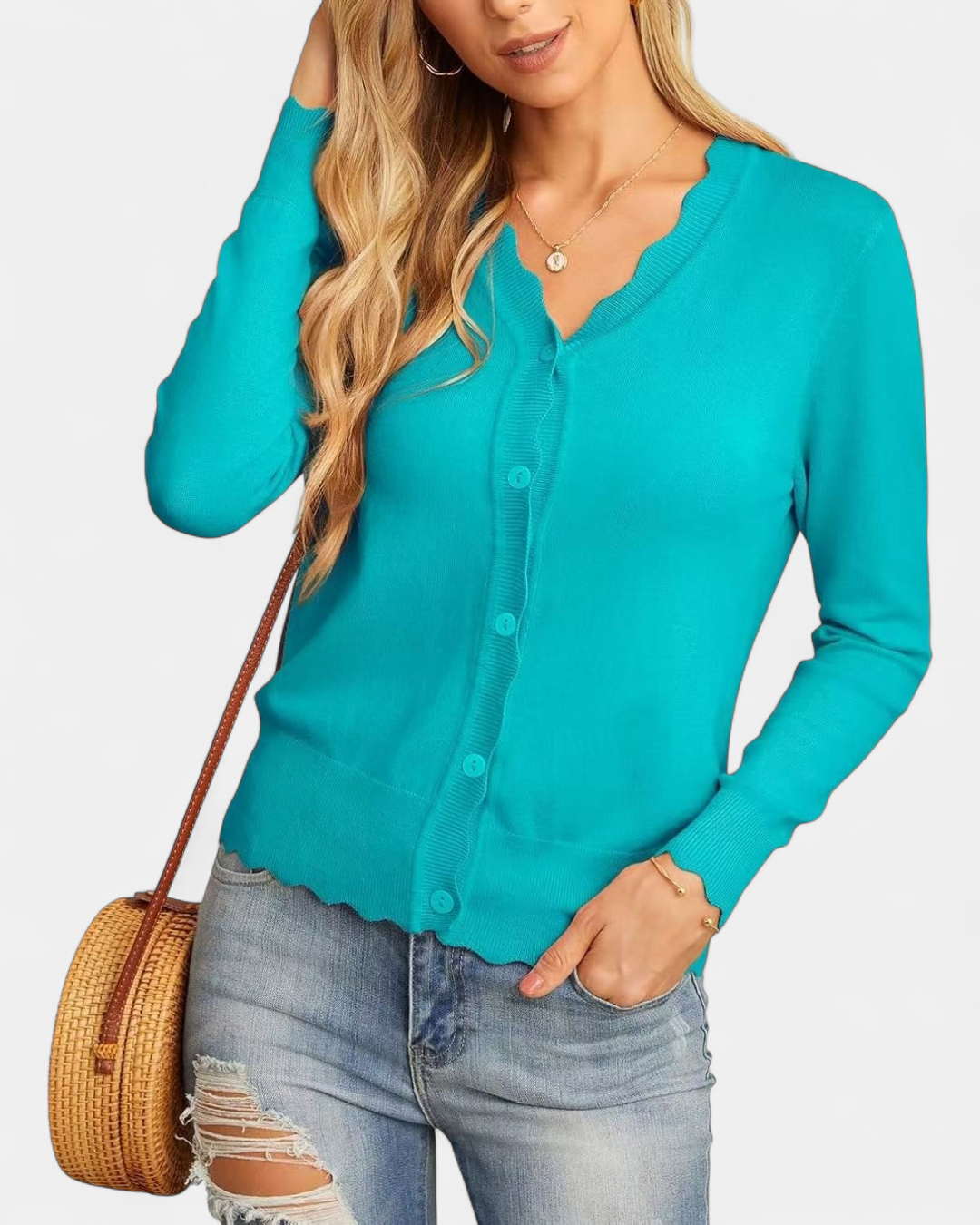 AVRIL | Women's Cropped Knit Button Up Cardigan