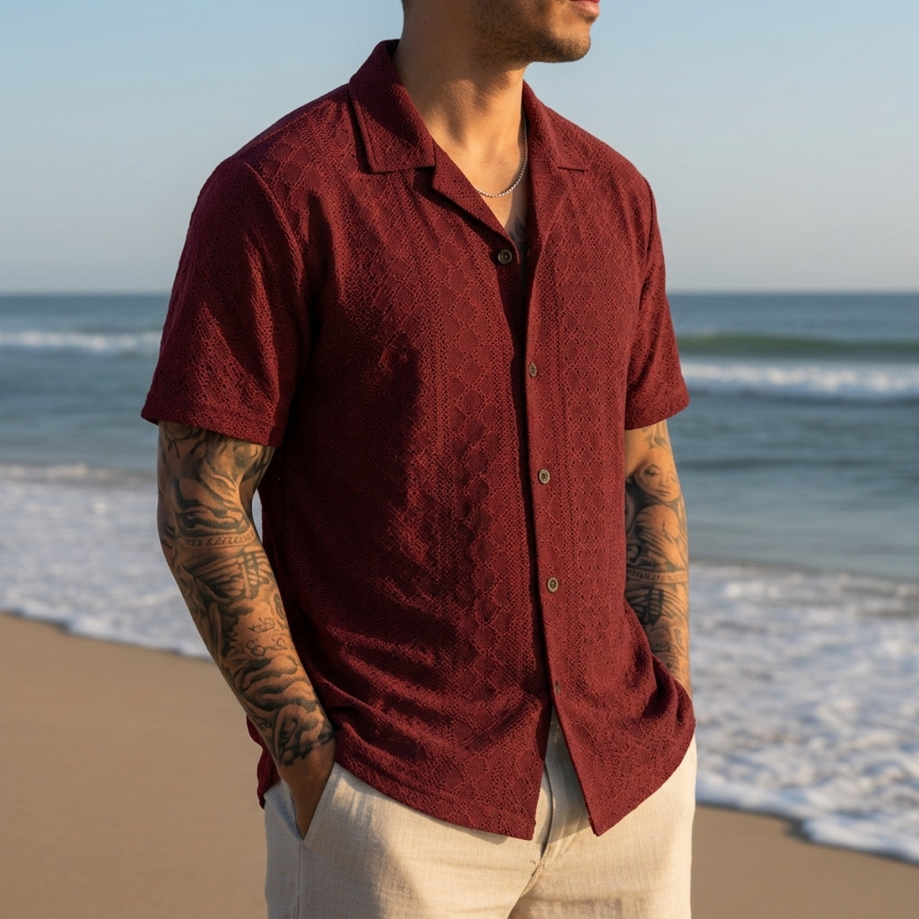 Bilbao Eyelet Jacquard Camp Shirt