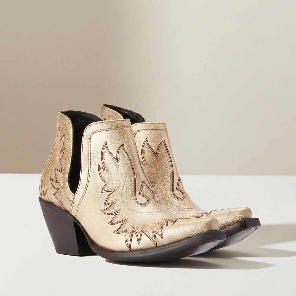 Lesvos Embroidered Western Ankle Boots