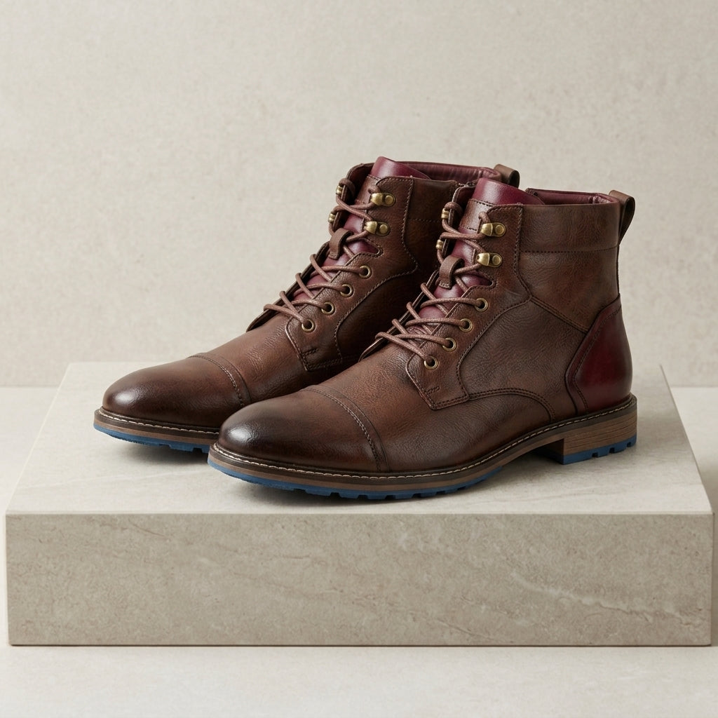 Chianti Cap Toe Leather Boots