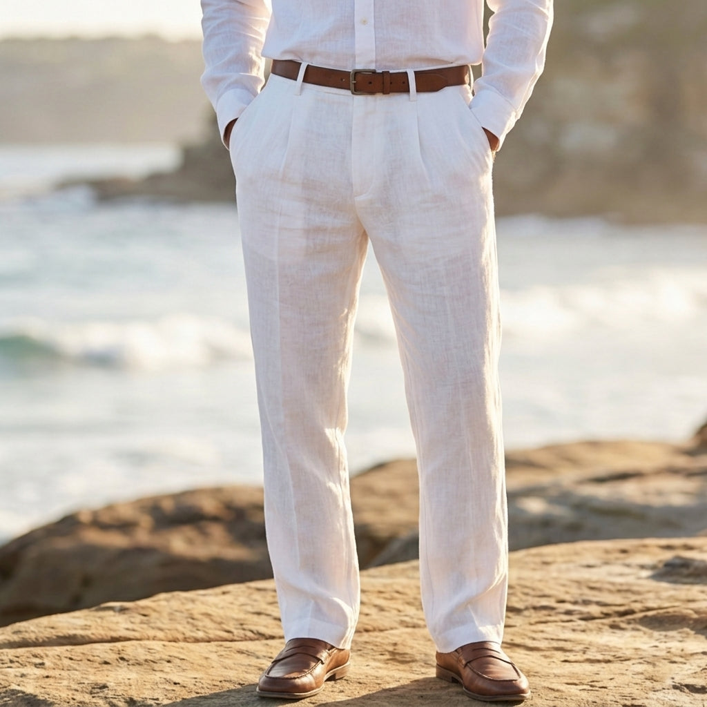 Girona Pleated Linen Trousers