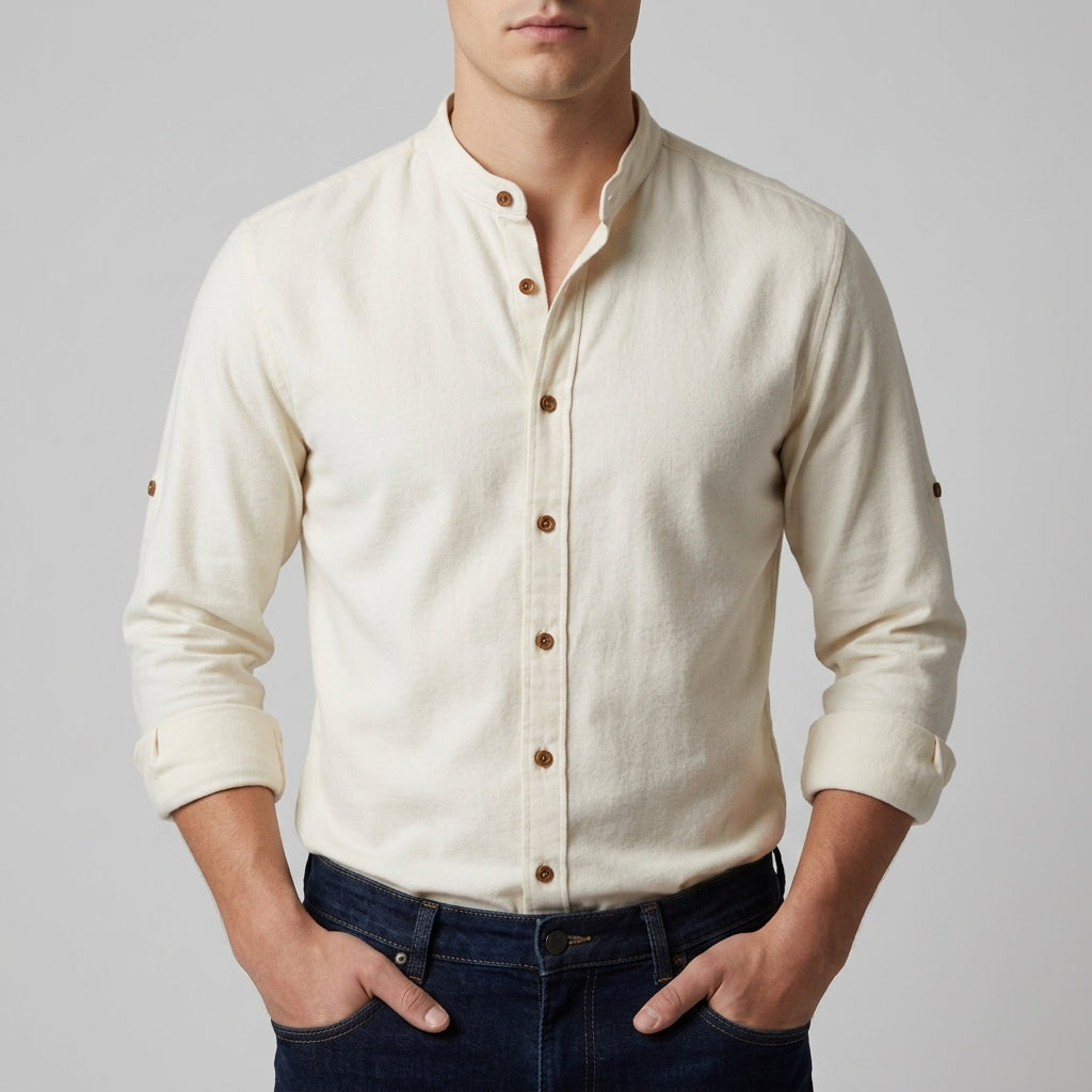 Segovia Band Collar Linen Shirt