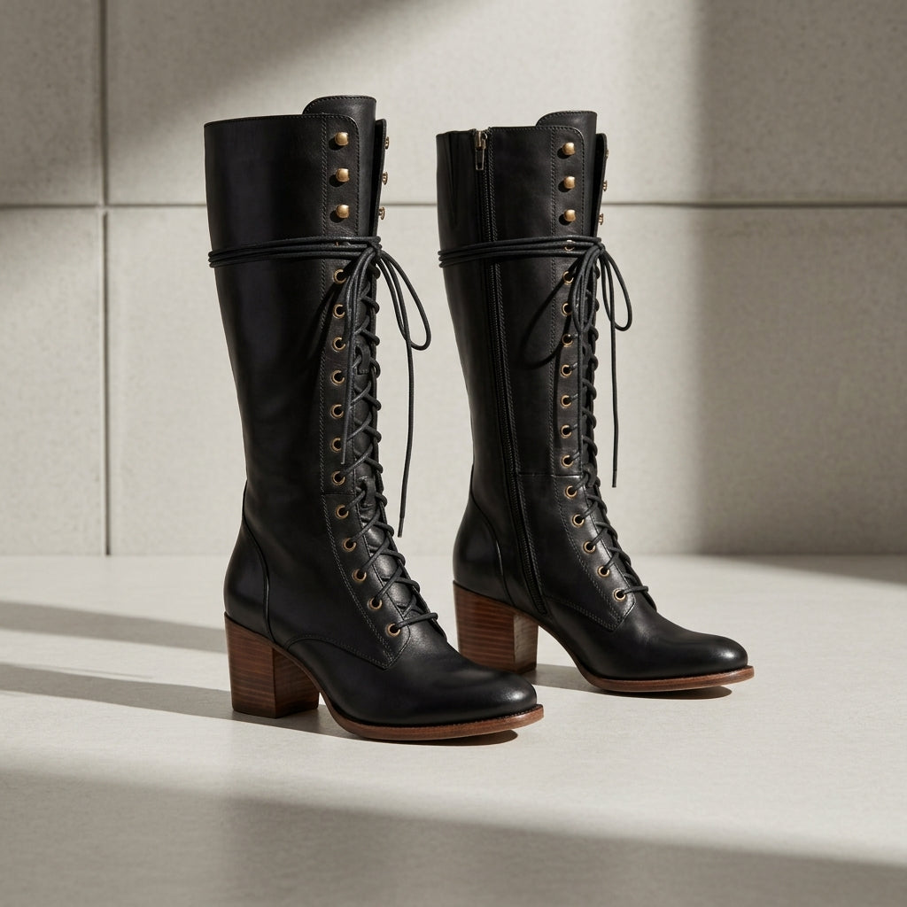 Alonnisos Clara Lace-Up Knee Boots