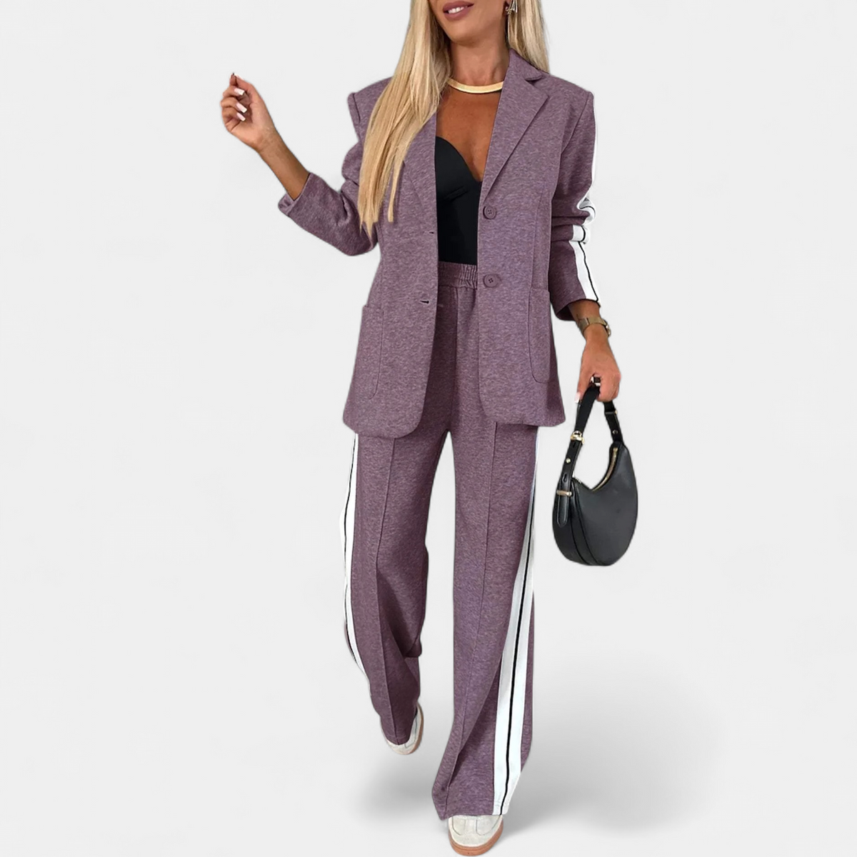 MAELYN | Women's Wide Leg Striped Blazer Set