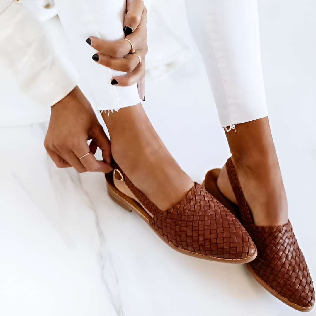 Pointed Toe Mule Sandals for Women with Adjustable Buckle Strap and Breathable Lining