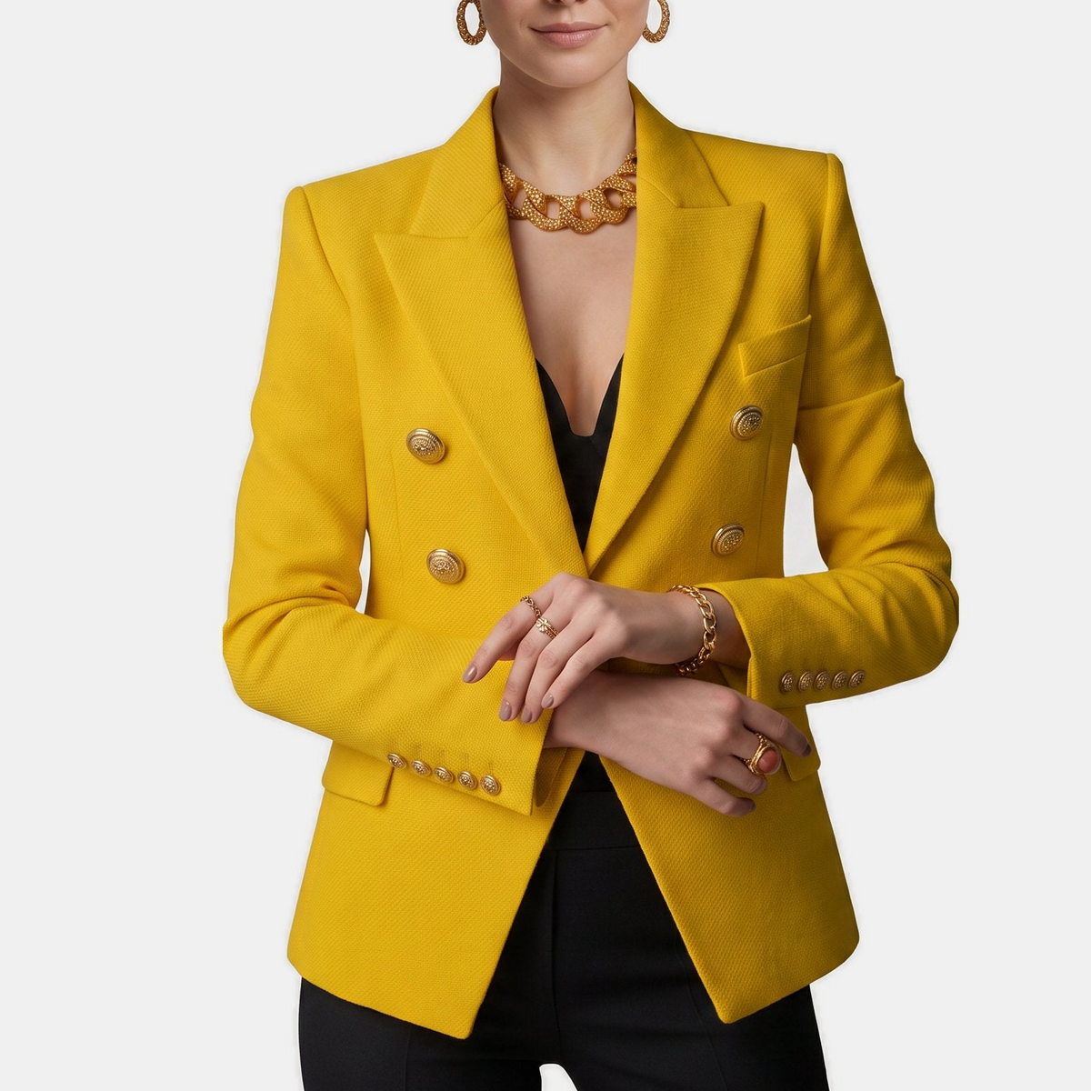 Women's Tailored Blazer, Double Breasted Notch Lapel