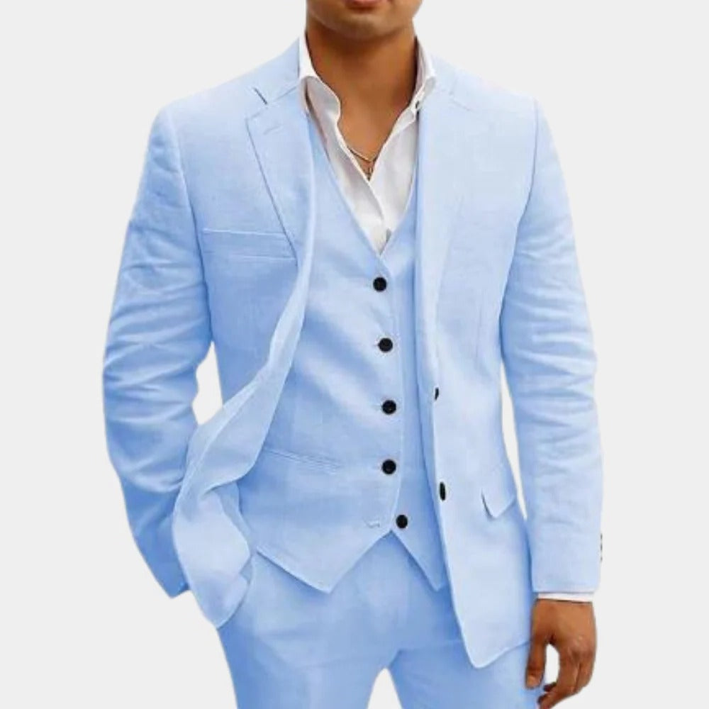 Lightweight Three-Piece Suit with Jacket, Waistcoat and Trousers for Summer Events